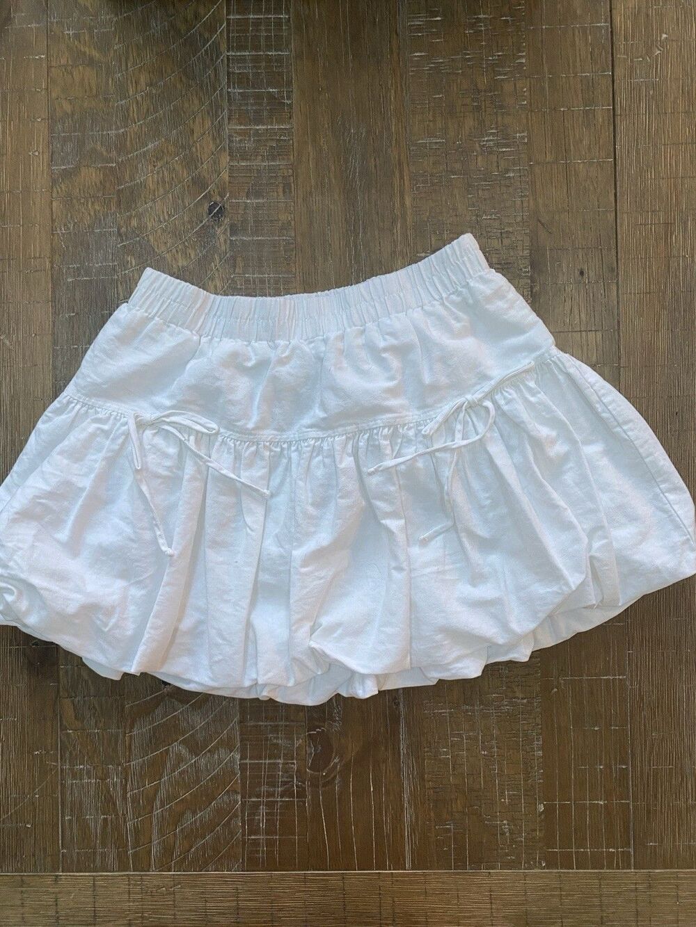 No Boundaries White Cotton Bubble Skirt Size Small 4-6 Coquette Y2K Mini Skirt
